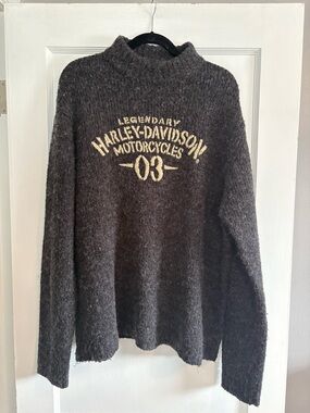 Harley-Davidson Men's Charcoal Gray Knit Sweater with Logo Size XL